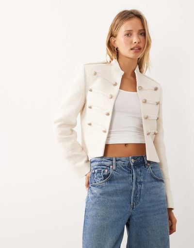 Mango Mango drummer jacket in ecru-Neutral
