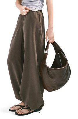 MANGO MANGO Elastic Waist Baggy Wide Leg Pants