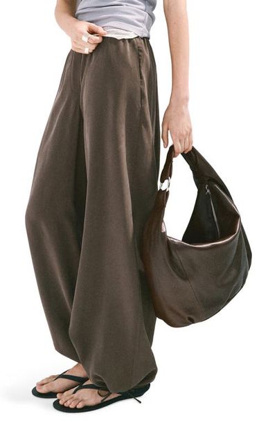 MANGO MANGO Elastic Waist Baggy Wide Leg Pants