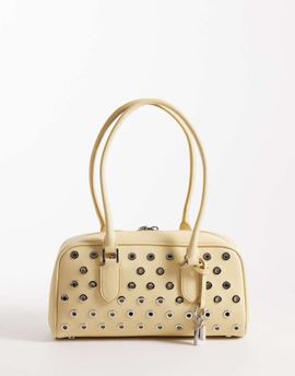 Mango Mango embellished micro bag with key charm detail in buttermilk-Yellow
