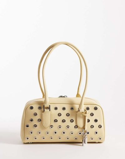 Mango Mango embellished micro bag with key charm detail in buttermilk-Yellow