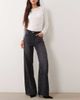 Mango Mango embellished wide leg jean in washed black - 1