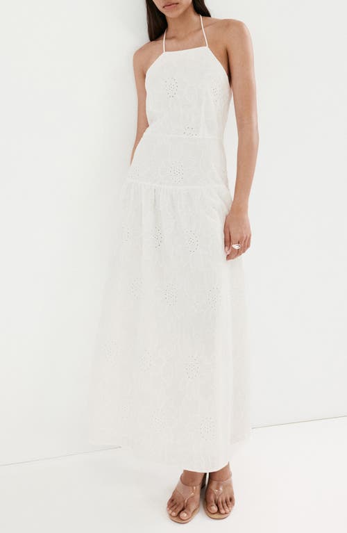 MANGO MANGO Embroidered Cotton Halter Dress