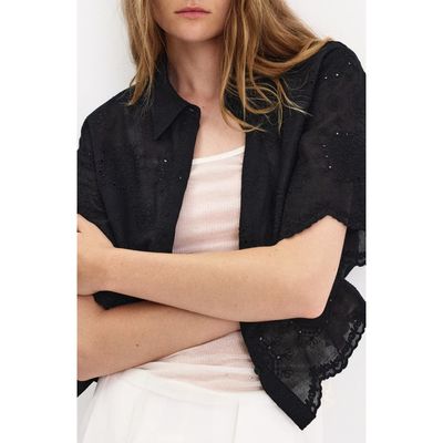 MANGO MANGO Embroidered Cropped Shirt