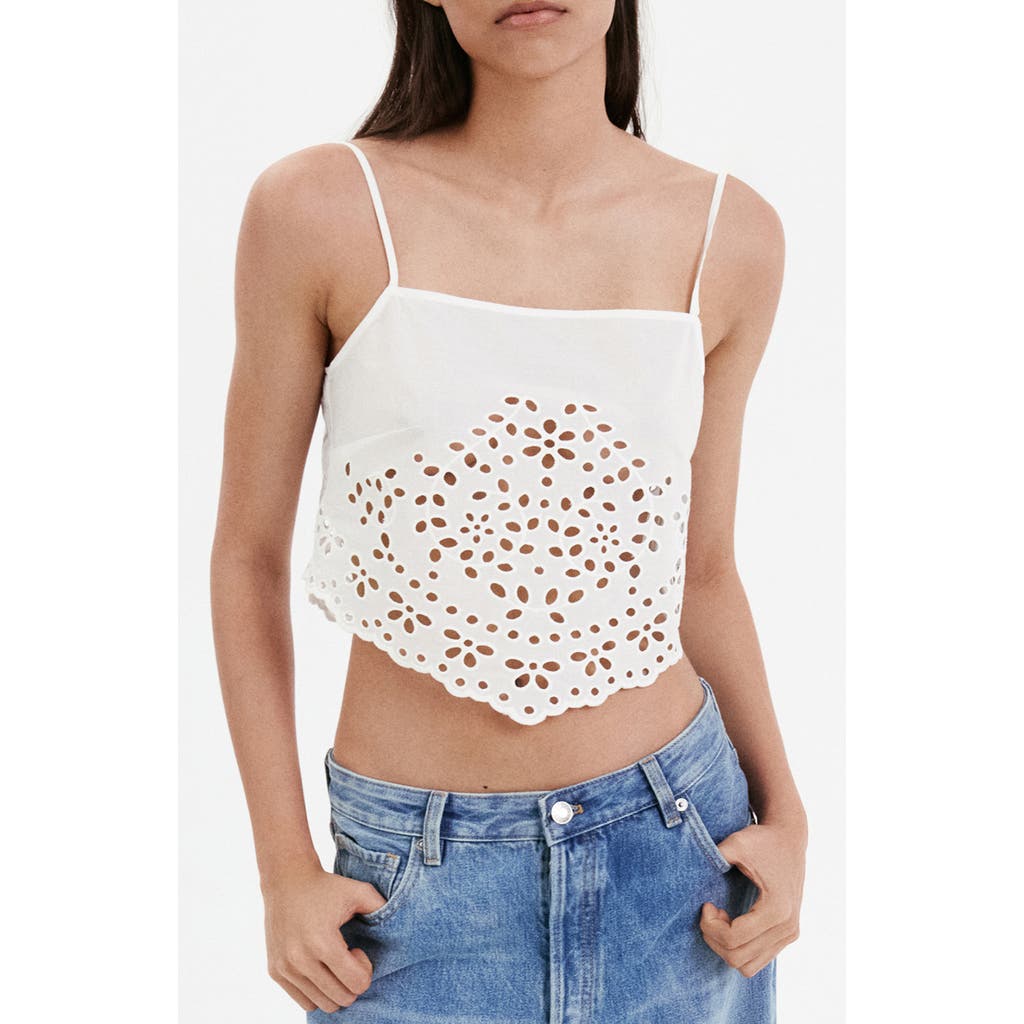 MANGO MANGO Embroidered Eyelet Crop Top