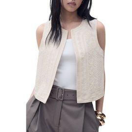 MANGO MANGO Embroidered Linen Vest
