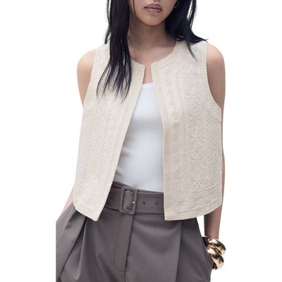 MANGO MANGO Embroidered Linen Vest
