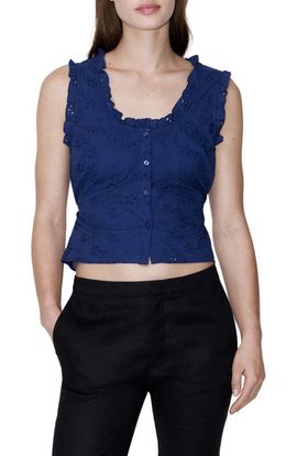 MANGO MANGO Embroidered Sleeveless Crop Top