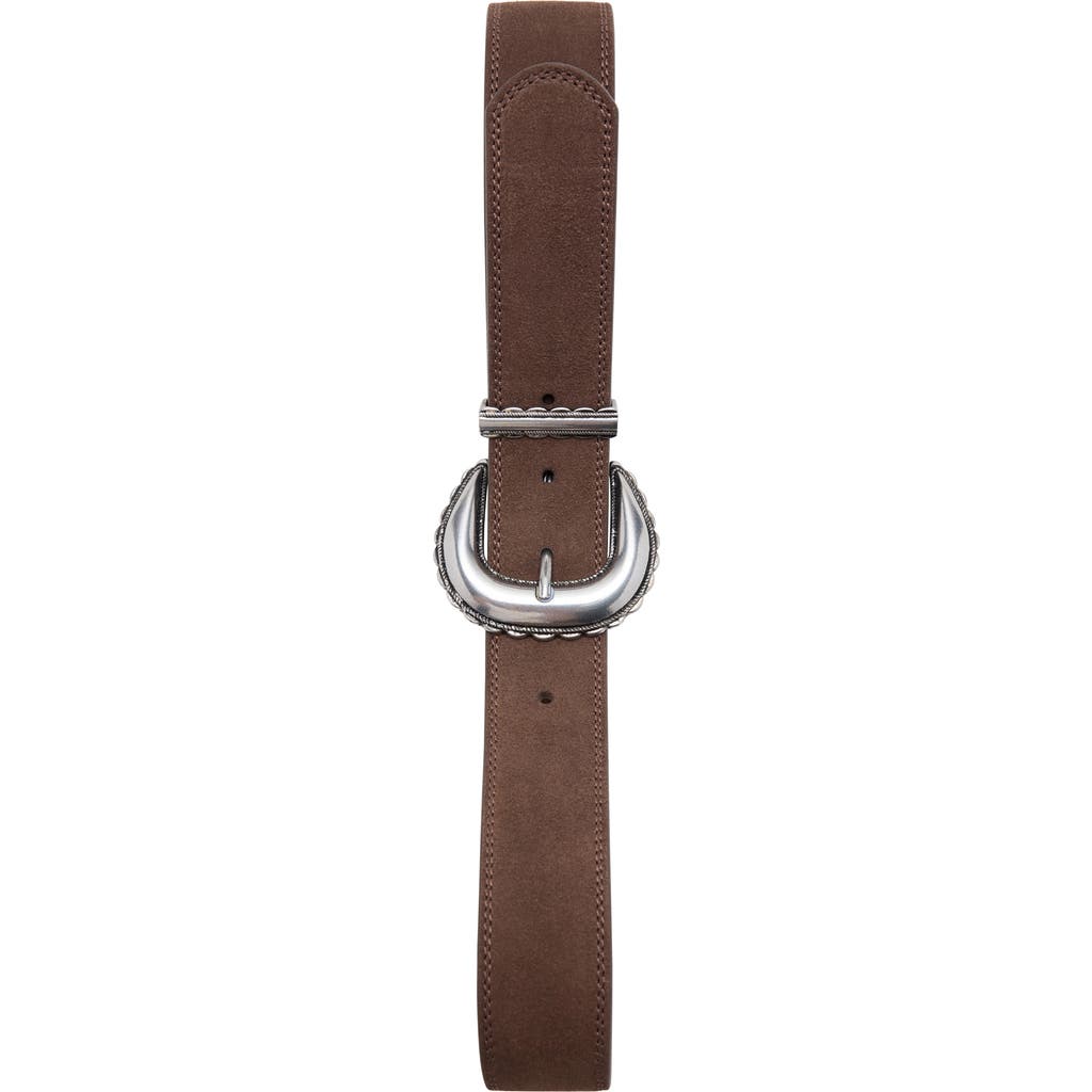 MANGO MANGO Engraved Buckle Suede Belt