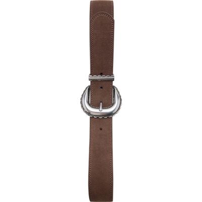 MANGO MANGO Engraved Buckle Suede Belt