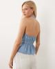 Mango Mango Eva v-neck ti front denim style top in light blue - part of a set - 4