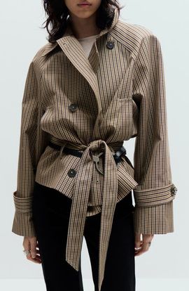 MANGO MANGO Everest Plaid Belted Jacket