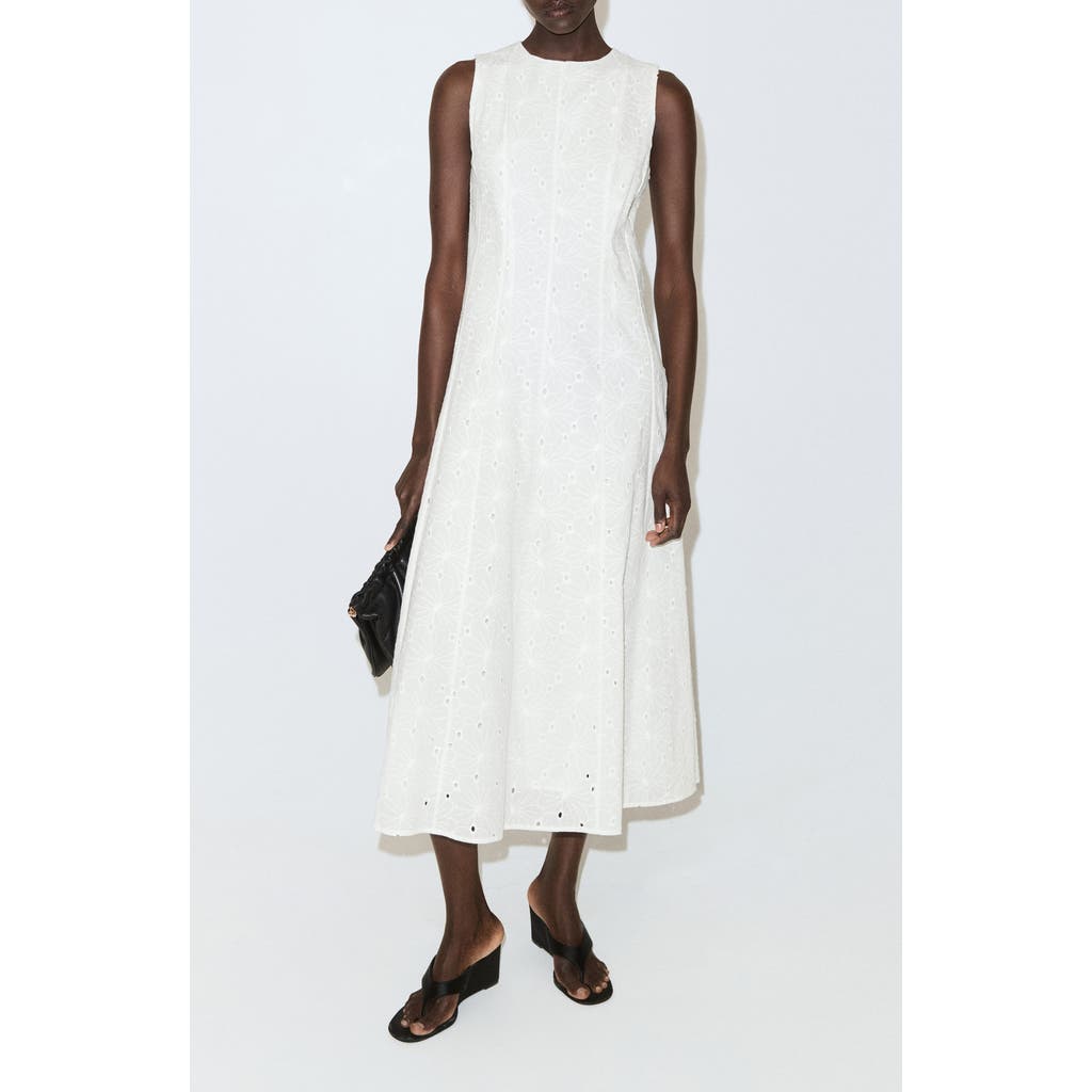 MANGO MANGO Eyelet Embroidered A-Line Midi Dress