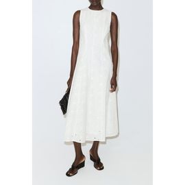 MANGO MANGO Eyelet Embroidered A-Line Midi Dress