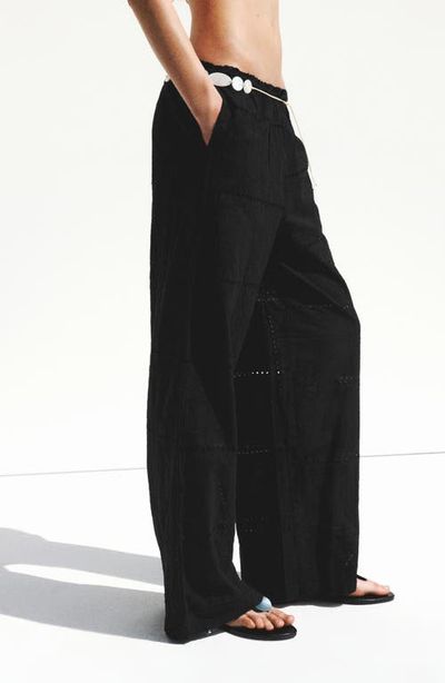 MANGO MANGO Eyelet Embroidered Cotton Trousers