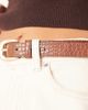 Mango Mango faux croc belt with gold tone buckle in brown - 3