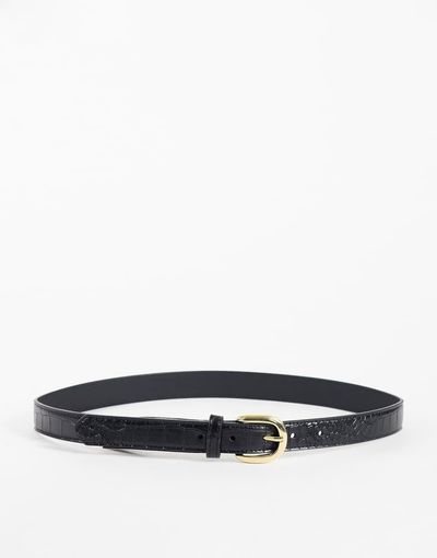 Mango Mango faux croc classic belt in black