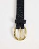 Mango Mango faux croc classic belt in black - 3