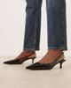Mango Mango faux croc textured slingback kitten heels in black - 1