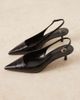 Mango Mango faux croc textured slingback kitten heels in black - 3