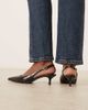 Mango Mango faux croc textured slingback kitten heels in black - 4