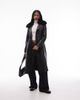 Mango Mango faux fur collar faux leather trench coat in black - 2