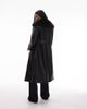 Mango Mango faux fur collar faux leather trench coat in black - 3