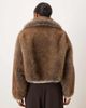 Mango Mango faux fur cropped jacket with collar detail in brown-Neutral - 4
