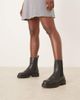 Mango Mango faux fur lined chunky chelsea boots in black - 2