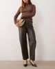 Mango Mango faux leather barrel trouser in khaki-Green - 1