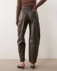 Mango Mango faux leather barrel trouser in khaki-Green - 3