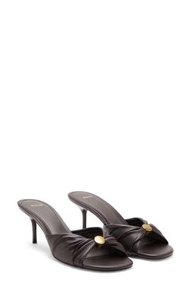 MANGO MANGO Faux Leather Beaded Kitten Heel Slide Sandal