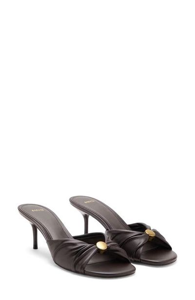 MANGO MANGO Faux Leather Beaded Kitten Heel Slide Sandal