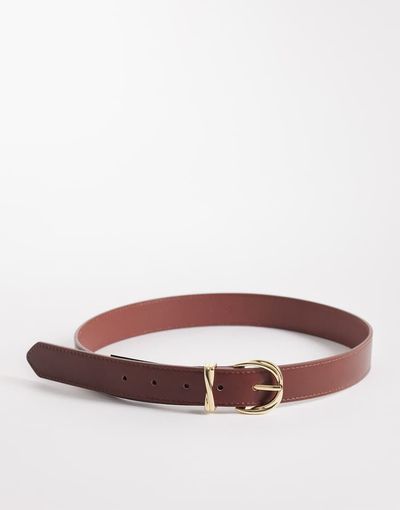Mango Mango faux leather belt in brown
