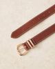 Mango Mango faux leather belt with gold buckle in brown - 2