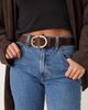 Mango Mango faux leather belt with hammered gold buckle in tan-Brown - 1