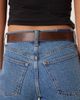 Mango Mango faux leather belt with hammered gold buckle in tan-Brown - 3