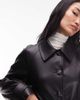 Mango Mango faux leather belted trench coat in black - 3