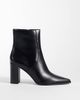 Mango Mango faux leather block heel pointed ankle boot in black - 1