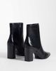 Mango Mango faux leather block heel pointed ankle boot in black - 2