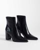 Mango Mango faux leather block heel pointed ankle boot in black - 3