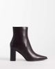 Mango Mango faux leather block heel pointed ankle boot in chocolate-Brown - 1