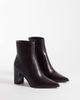 Mango Mango faux leather block heel pointed ankle boot in chocolate-Brown - 2