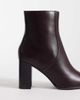 Mango Mango faux leather block heel pointed ankle boot in chocolate-Brown - 4