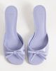 Mango Mango faux leather bow detail heeled mules in lilac-Purple - 2