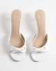 Mango Mango faux leather bow detail heeled mules in white - 2