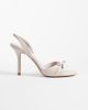 Mango Mango faux leather bow detail slingback heeled sandals in beige-Neutral - 1