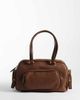 Mango Mango faux leather bowling bag in brown-Green - 1