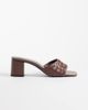 Mango Mango faux leather braided block heeled mules in brown - 1