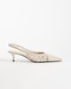 Mango Mango faux leather braided kitten heel slingbacks in beige-Neutral - 1